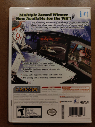 Okami - Nintendo Wii - Manual C/w - NTSC USA - CAPCOM. FUNDA IGN MAL IMPRESA - Imagen 3 de 7