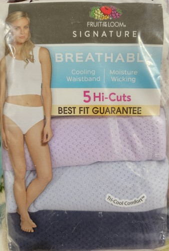 SZ 10 Fruit of the Loom SIGNATURE HI-CUTS BREATHABLE 5Pk Lilac Petal+Gift - Picture 5 of 6