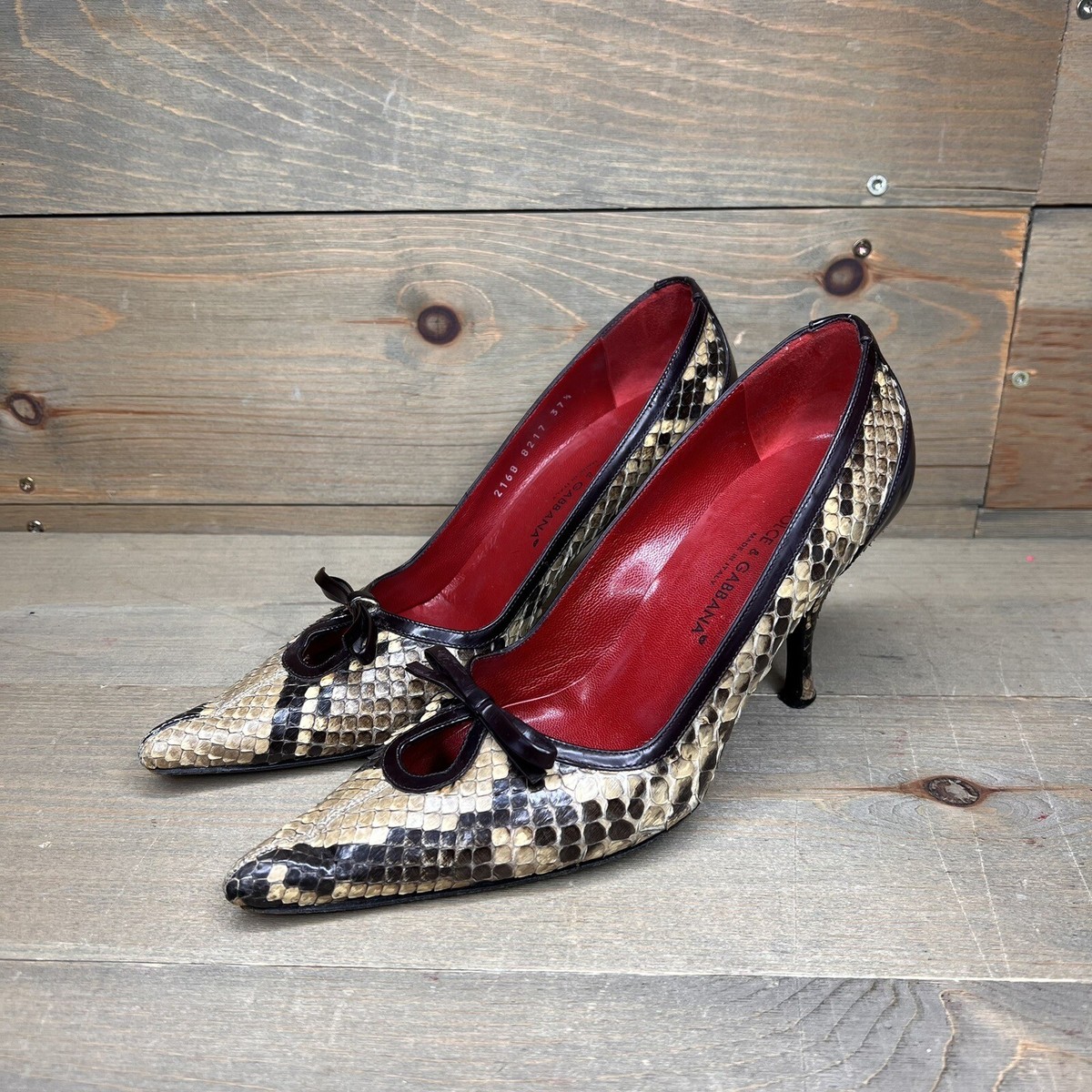 Dolce & Gabbana D&G Python Snake Pump Heels Italy Size 37.5 EUR