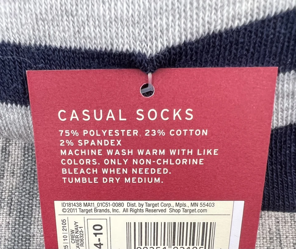 Calcetines Crew para mujer talla de zapato 4-10 calcetines a rayas Foto 3 de 3