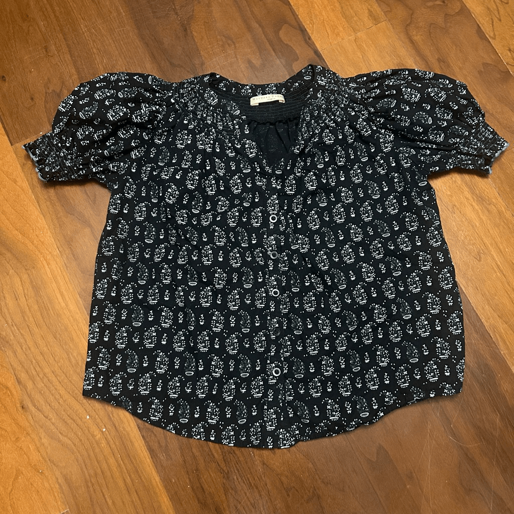 Wayward Fancies women’s puff sleeve paisley cotton smocked top size 4
