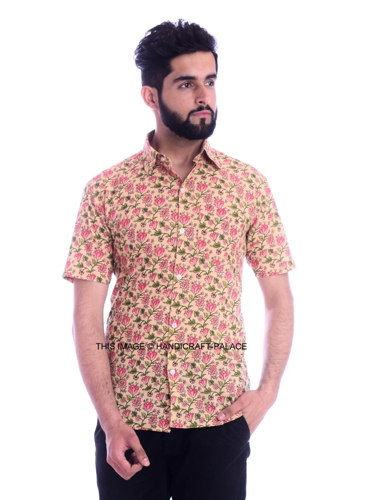 Men's Short Sleeve Beach Party Wear Shirt Orange Floral Print Cotton Shirt India
Opens in a new wind