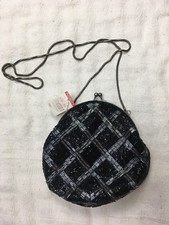 LA REGALE Vintage VTG Black Beaded Evening Formal Bag Handbag Purse NOS Kisslock