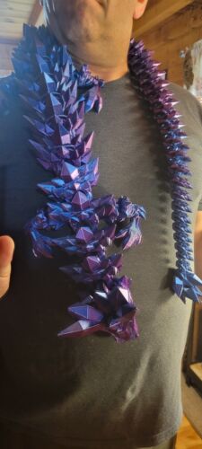 4 Foot Purple & Blue Crystal Articulated Dragon Sensory/Fidget Toy, Desk Decor - Picture 7 of 10