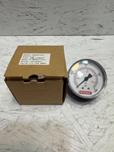 New Hydac 112-25A-AB60 2.5 0-4000psi 2-1/2in 1/8in npt brass stem pressure gauge