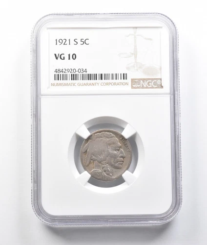 1921-S Indian Head Buffalo Nickel VG10 NGC *7748