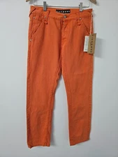 John Richmond Denim Jeans Orange RICH Logo Designer Italian Straight Slim W29