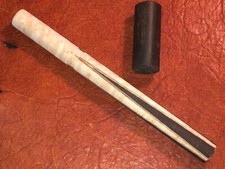 Jerry Rauenzahn 4 Point Prong Pool Cue Front. Ebony into Bird's Eye Maple.