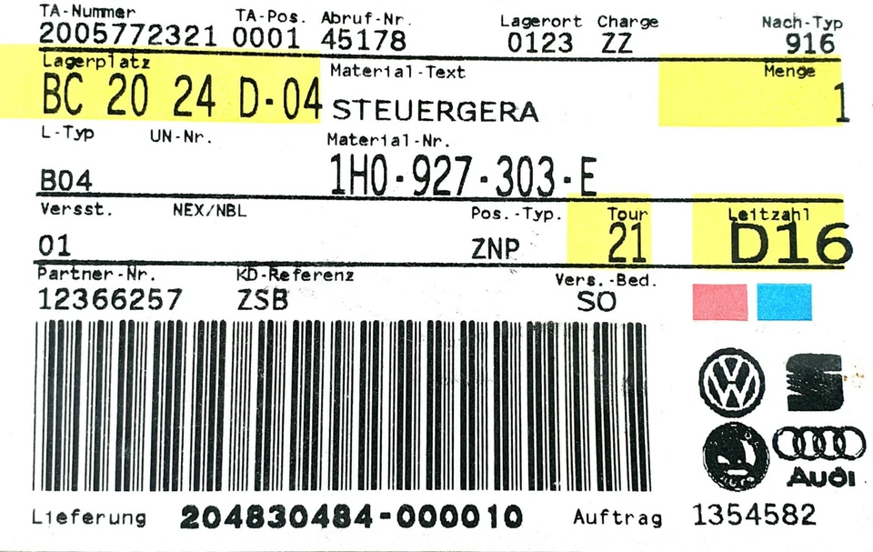 Centralina Del Cambio Automatico ECU Originale Volkswagen 1H0927303E VW Golf III - Immagine 2 di 4
