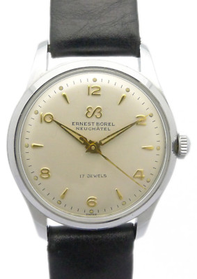 ERNEST BOREL NEUCHATEL SCHWEIZ STAHL HERREN-ARMBANDUHR - ca.1950/1960erer JAHRE
