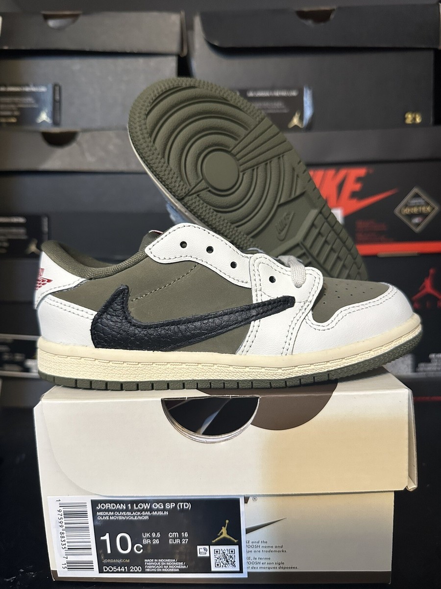 Size 10C - Jordan 1 Low OG SP (TD) Travis Scott Medium Olive