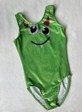 DESTIRA gymnastics Leotard GREEN FUZZY MONSTERHalloween BODYSUIT gk Child Medium