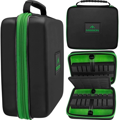 GREEN MISSION FREEDOM LUXOR HARD SHELL DART CASE WILL HOLD 4 SETS LOADED DARTS