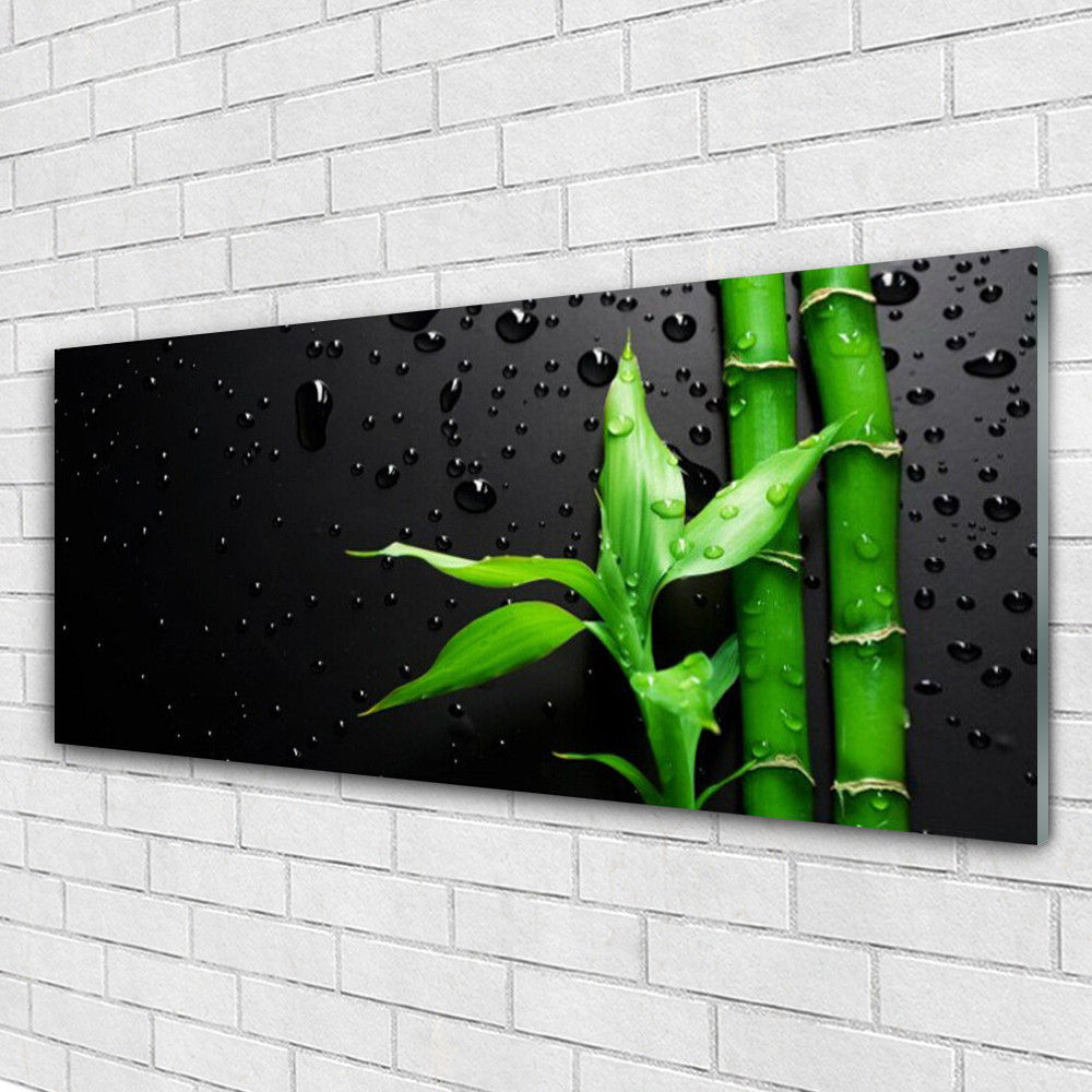 Tableau mural impression sous verre Tulup bambou vert 125x50