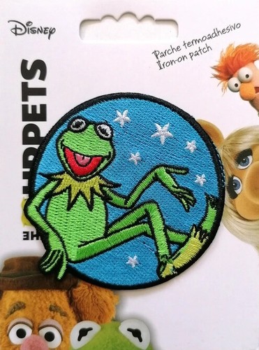 Disney Muppets Iron-On Patch Kermit the Frog Blue Round w/Stars New Free Ship - Picture 2 of 13