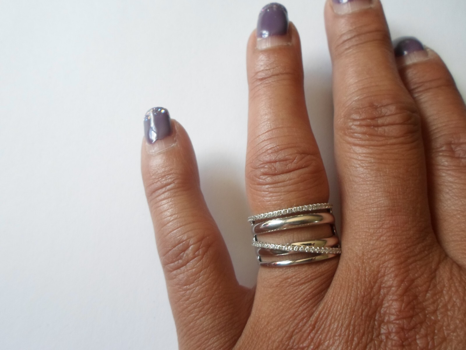 solid silver ring, openwork, interlaced, zirconiu… - image 5