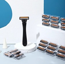 1 Maquinilla de Afeitar + 20 Piezas Cartuchos de Recarga Extra 3 Hojas Hombres Maquinilla de Afeitar Color Gris