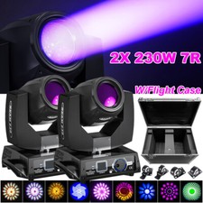 2X 7R 230W Zoom Moving Head Beam Sharpy Stage Light 16 8Prism DMX W/Flight Case