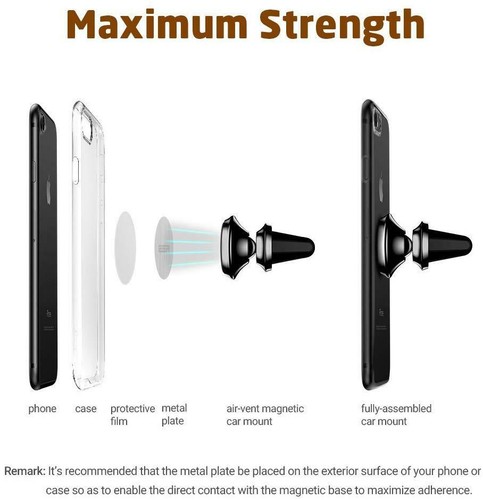 Premium Quality, Magnetic In Car Phone Holder 360° Rotatable Air Vent Mount Clip - Picture 6 of 16