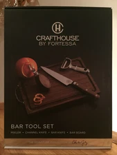 Crafthouse by Fortessa 4-Pc Bar Tool Set Peeler, Channel & Bar Knifes, Board NIB