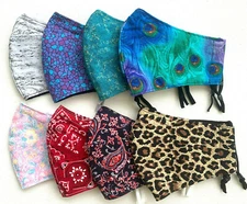 Handmade Cotton Face Mask with Filter Pocket Nose Wire All Sizes