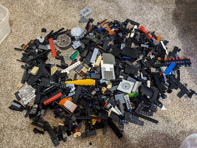 Loose Lego 2.6 lb Bulk Lego Mixed Parts & Pieces Mostly Black Pieces Loose Lot