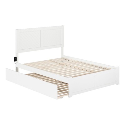 AFI Canyon Solid Wood Full Size Platform Bed with Full Trundle in White