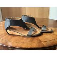 Wedge Leather Sandals - Zippered Back - worn Once 