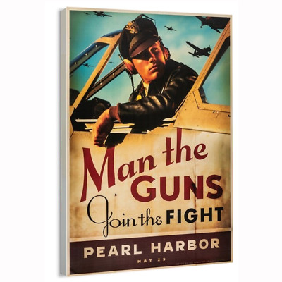 1945 Man the Guns - Join the Fight Movie Poster or Canvas Home Decor Art print