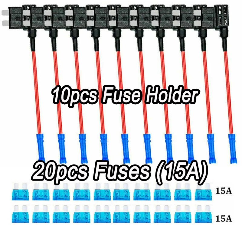 10PCS Car Add-a-circuit Fuse TAP Adapter Standard ATO ATC Auto Blade Fuse Holder