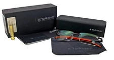TAG Heuer TH 0844 010 Automatic Rimless Frame Glasses Black Orange 52-18-140mm