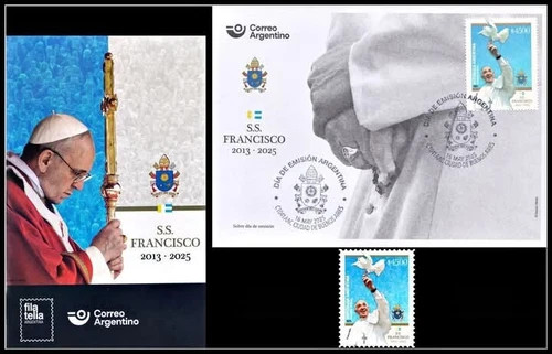 S.S.FRANCIS-THE SHEPHERD POPE-ARGENTINA 2025- I VALUE+ FDC+ BROCHURE-MNH-