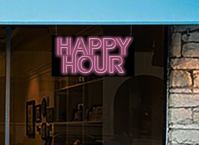 Happy Hour Neon Sign Hand Bent Easy Installation Advertise