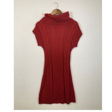 New York & Company Red Cable Knit Cowl Neck Sleeveless Sweater Dress XS