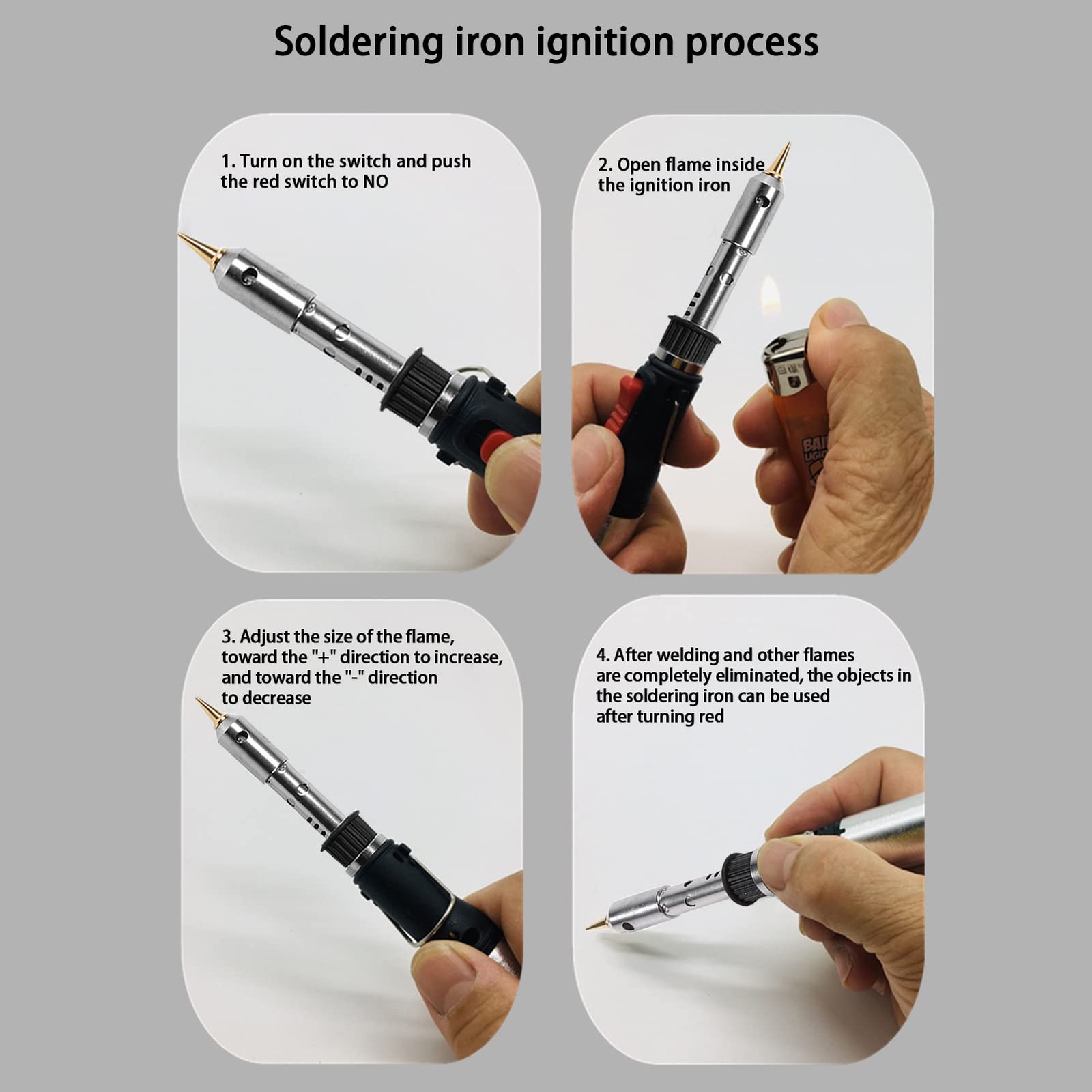 Butane Gas Soldering Iron Kit, 4 in 1 Cordless Adjustable Temperature 250-450...