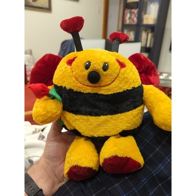 DAN DEE COLLECTOR'S CHOICE BUMBLE BEE BEAR PLUSH WITH HEARTS WINGS Rose 13'' SOFT