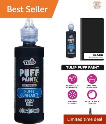 Permanent Dimensional Fabric Paint in Puffy Black - 4 Fl Oz Easy-Squeeze Bottle