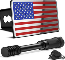2 Inch Trailer Hitch Cover with American Flag, Heavy Metal Trailer Hitch Cover F