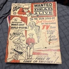 Vintage Card Board Sign Cap Shooting  Marx Toy Gun Wanted Dead Or Alive