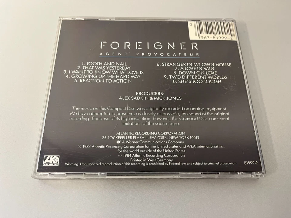 Foreigner – Agent Provocateur - first press Target CD © 1984 (I Want To Know Wha - Bild 3 von 3