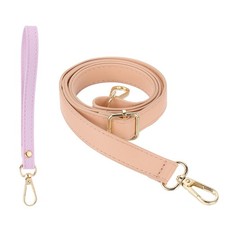 28-52 Inch Adjustable PU Leather Purse Strap with Wristlet, Pink/Gold
