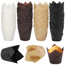 Ruisita 200 Pieces Mini Tulip Baking Cups Greaseproof Cupcake Muffin Liners M