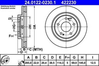 2X Bremsscheibe Vorne Ate 240122 02301 FÜR Mitsubishi Scheibenbremse