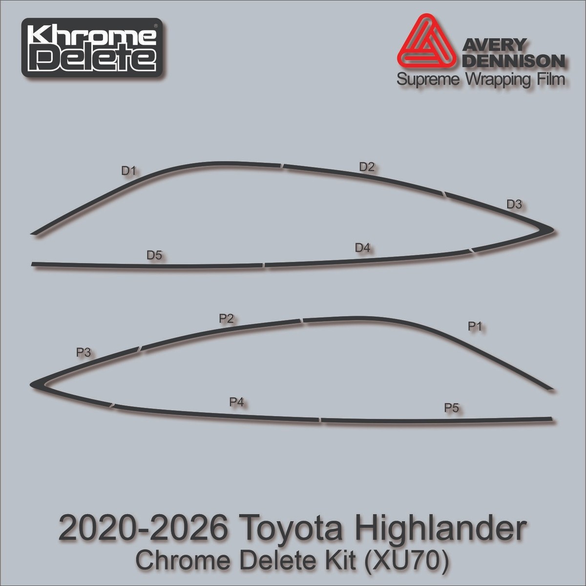 Chrome Delete Vinyl Wrap for the 2020-2026 Toyota Highlander