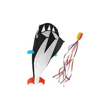 Large 3D Black Dolphin Kite for Adult, 82.67in 10.62in Frameless Soft Parafoi...