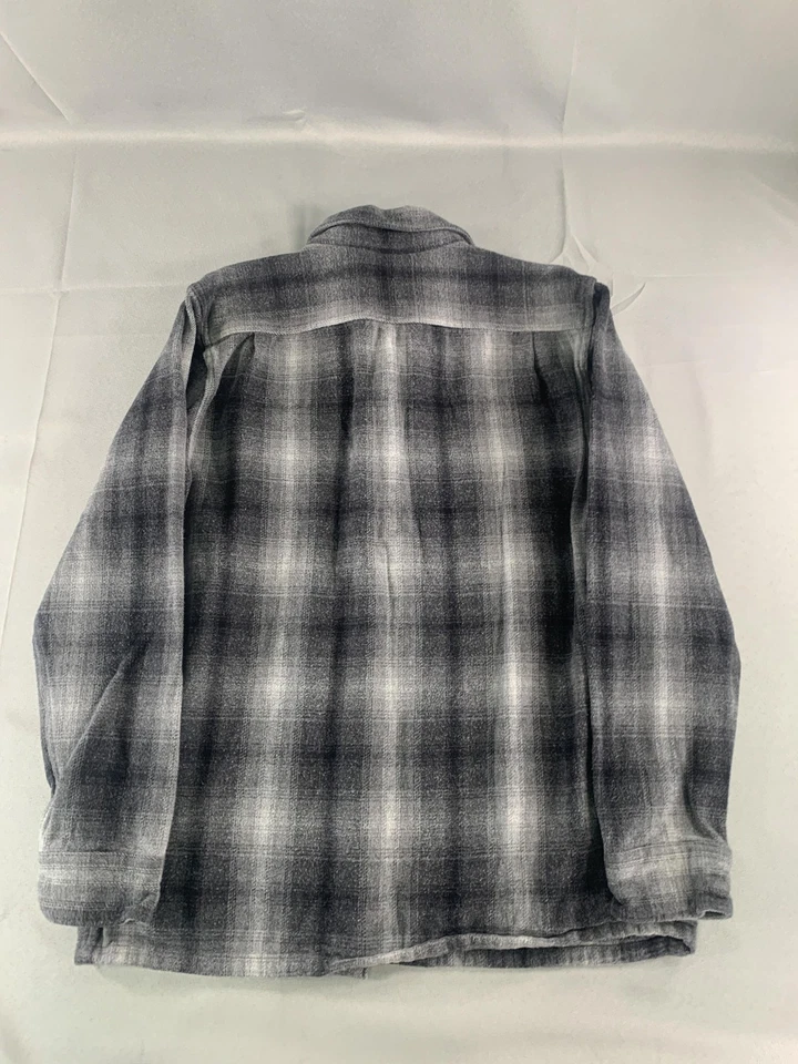 Vans Jacket Mens Medium Black Gray Plaid Fleece Flannel Shirt Classic Fit - Image 2 of 4