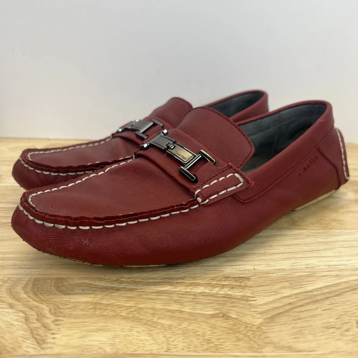 Calvin Klein Moby Red Driving Loafers Mens Size 10 M ROGER Red Leather Slip-On Women main image 4