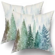 Birch Tree Pillow Covers Decorative Watercolor Mountain Pillow Covers 2 PCS N...