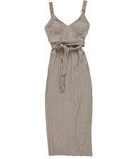 GUESS Womens Pleated Belted Maxi Dress, beige, 10