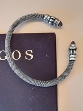 Lagos Amethyst Fluted Mesh Sterling Silver Cuff Bracelet with 18k Gold Beading